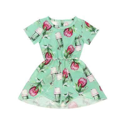 China Anti-wrinkle cactus sunflower jumpsuit Onesie dress for girls 10 to 12 years old matching kids party wear for baby costume for sale