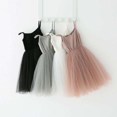 China FuYu Toddler Kids Tutu Dress Breathable Spaghetti Braces Ballerina Party Wedding Tie Up Princess Baby Girl Tulle Sleeveless Dress for sale