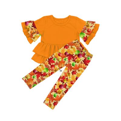 China Autumn Boutique Casual Halloween Thanksgiving 8 Years Old Teenage Girls Sets Toddler Girl Clothes Volume for sale