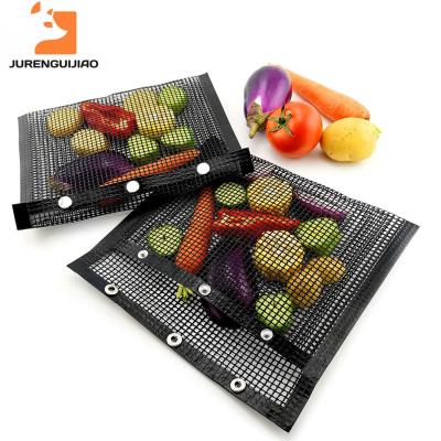 China Easily Cleaned 24*14cm Mesh Grilling Pouches Small Size Reusable Nonstick BBQ for sale