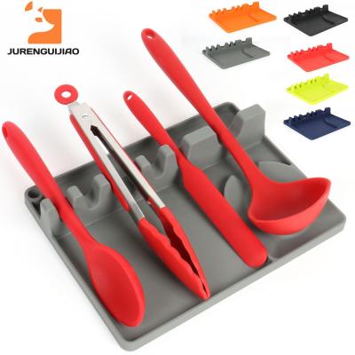 China Durable 2 In 1 Heat Resistant Silicone Spoon Rest Larger Size Holder For Stove Top for sale