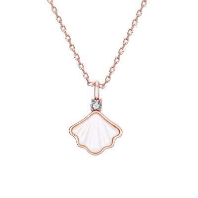 China S925 Sterling Silver Necklace Ladies Fashion Fritillary Charm 18k Rose Gold Plated Premium White Pendant Jewelry for sale