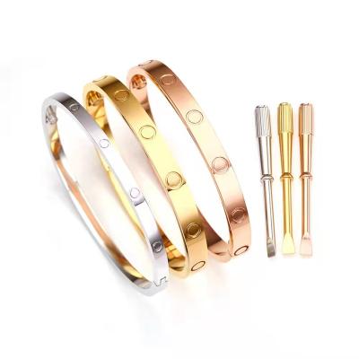 China Wholesale Vintage Bangle Love Couples Titanium Steel Bracelet Rose Gold With Screwdriver for sale