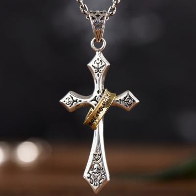 China Hiphop antique jewelry pendant charm of 925 jesus jewelry cross personality retro sterling silver men and women old for sale