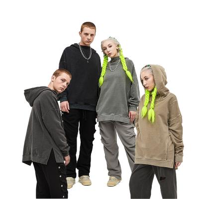 China Anti-Wrinkle Loose Hoodies With Big And Tall Pullover Fashion Large Size Unique Hoodie Solid Color Drop Shoulder Reverse Design for sale