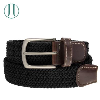 China Zn Alloy Faux Leather Buckle High Quality Elastic Stretch Woven Braided Belt for sale