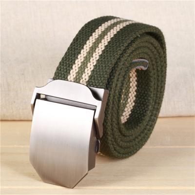 China Durable Custom Logo Buckle Cotton Canvas Fabric Waist Belt for sale