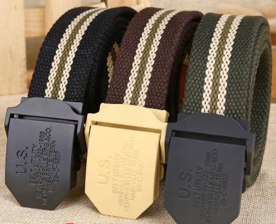 China Custom Canvas Men's Tactical Police Army Cloth Webbing Military Belt With Quick Release Buckle for sale