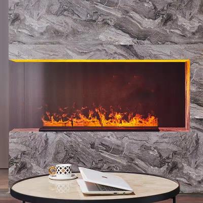 China Hotel Mantel 3D Remote Control LED Flame 7 Colors 3 Sided Electric Fireplace for sale