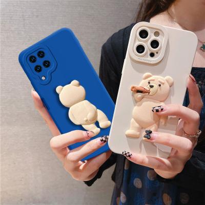 China Shockproof For 12 4G 5G Case Funda Samsung Galaxy A12 A22 A 22 Cover Soft Silicone Cute Bear Couple Lovers Friends Phone Case Celulares for sale