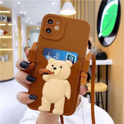 China New Xiaomi Poco X4 Pro Poco M4 M3 Pro F-3 F2Pro 4G Soft Case Small Bear Card Wallet X3 X3pro Cute Messenger Shockproof Applicable Rope for sale