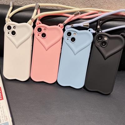 China Love Shockproof Stereo Lens Applies To iPhone13 12 11 ProMax Case 13 Silicone Pro 12 XS/XR Apple 7 8 Plus Lanyard Drop Prevent for sale