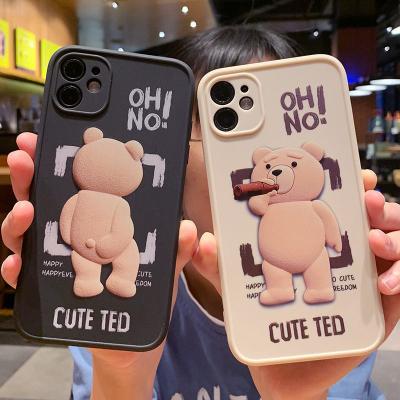 China Shockproof suitable for drinking bear iphone11 12Promax Cartoon Apple 11 12 soft silicone 6S 78 plus mobile phone case xs/xr/xsmax 6 case for sale