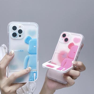 China Shockproof Invisible Bracket Apple 13promax Mobile Phone Case Suitable For iphone12 Progressive Violent Cartoon Bear 11 XS Lovers for sale