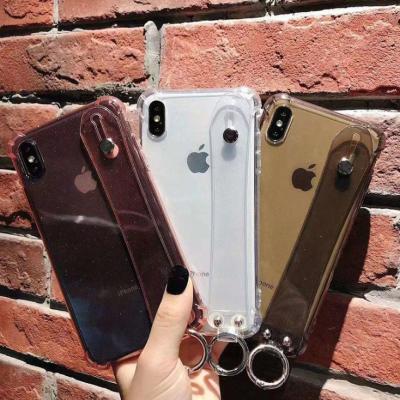 China Shockproof Suitable For iphone13 12 ProMax Four Drop Proof Apple13 12 Corner Case Wrist 11 With Snap Bracket TPU Powder XS Protective Case for sale