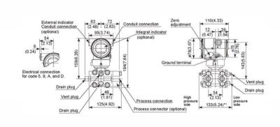 China Differential Yokogawa EJA Pressure Transmitter Draft Range EJA120E-JES5G-934DJ for sale