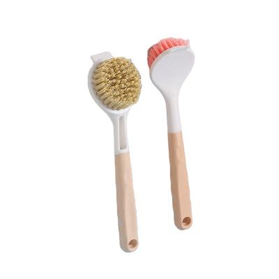 China Sustainable New Design Custom Long Handle Not Hurt Hand Kitchen Dishwashing Brush For Pot Plate Bowl Cleaning for sale