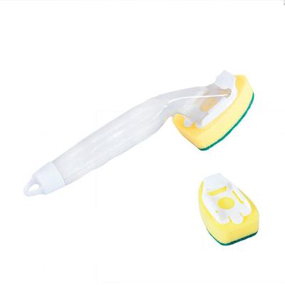 China Sustainable Customized Long Handle Sponge Palm Dish Cleaning Liquid Kitchen Scrubber Sponge Cleaning Brush for sale