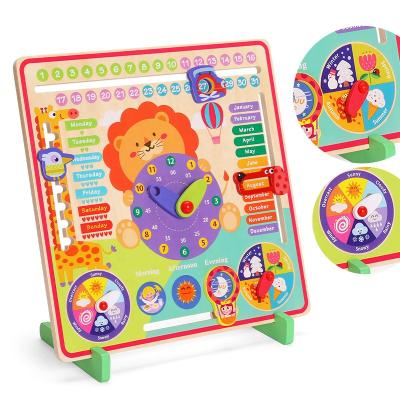 China Eco-Friendly Calendar And Time Learning Cognitive Toys Wooden Educational Toy Wholesale for sale