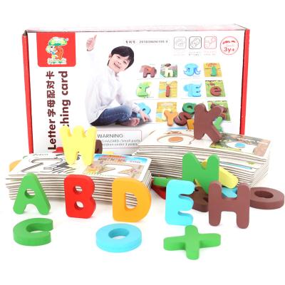 China Playing and learning educational English alphabet matching card cognize wooden card for sale