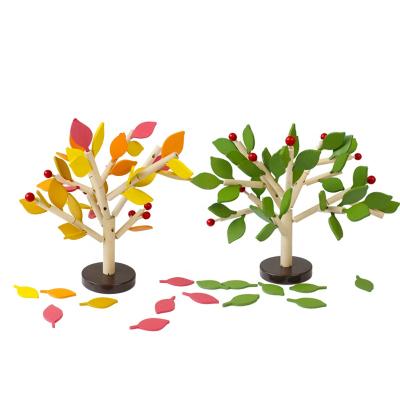 China Play and Study Assembled Tree Leaves Building Toy Montessori Inserting Leaves DIY Early Educational Wooden Toy for sale