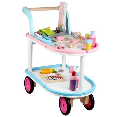 China Pretend Play Kids Nurse Toys Wooden Medical Vehicle Pretend Toy Set Hot Selling for sale