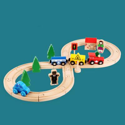 China Eco-friendly Material Wooden Slot Train Educational Toy Set For Children for sale