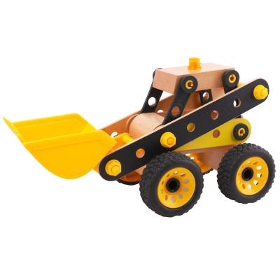 China Play and study of the truck wooden toy shop assembly toy engineering diy educational solid wood vehicle for sale