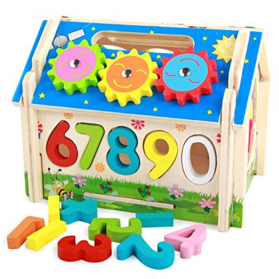 China Hot Selling Baby Multifunctional Wooden House Toy Educational Manipulative Toys Play and Study for sale