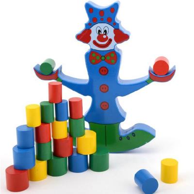 China Toy Hot sale clown balance game educational toys build to block wooden buliding toy for kids for sale