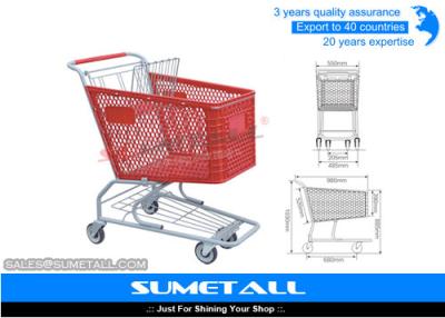 China Carrinho de compras plástico da cor vermelha com o 125L de quatro rodas para a mercearia à venda