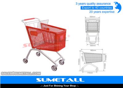 중국 바퀴, 식료품점 쇼핑 카트를 가진 고전적인 125L 플라스틱 쇼핑 카트 판매용