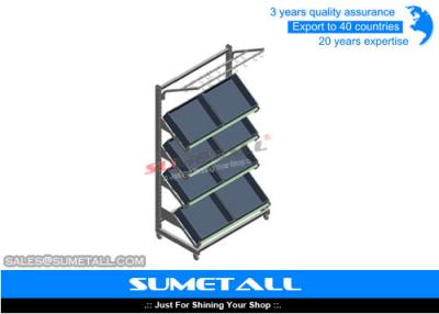 China Supermarket Fruit Vegetable Display Rack On Wheels , Store Display Shelves for sale