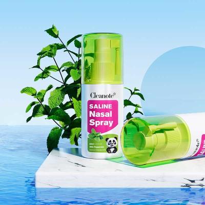 China 00,9% NaCl Bio Mint Pepermunt Zoutwater Neusspray Voor Congestie Rinitis Koude Neus Verfrissend Ontspannend Te koop