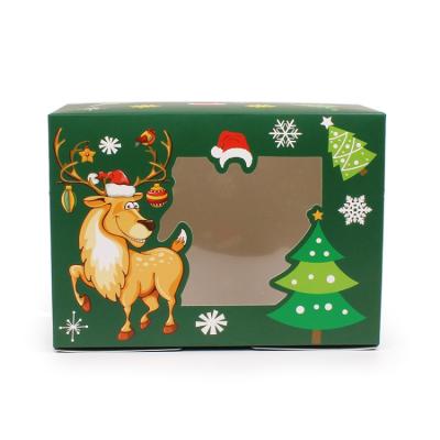 China Recycled Materials Wholesale Custom Christmas Transparent Window Cookies Box Rectangular Paper Gift Packing Boxes for sale