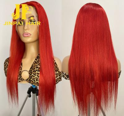 China Silky Straight Wave JP Red Lace Front Human Hair Wig HD Lace 13x4/6 Transparent Hair Lace Front Wigs For Black Women for sale