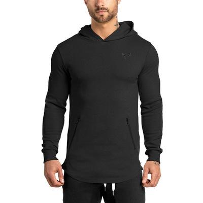 China Wholesale Men's 100% Anti-Shrink Black White Fitness Gym Hoodies Custom Logo Jumper Sports Cotton Pullover for sale