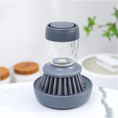 China Sustainable Hot Selling Stainless Steel Pack Round Head Kitchen Cleaning Soap Dispensing Dish Brush for sale