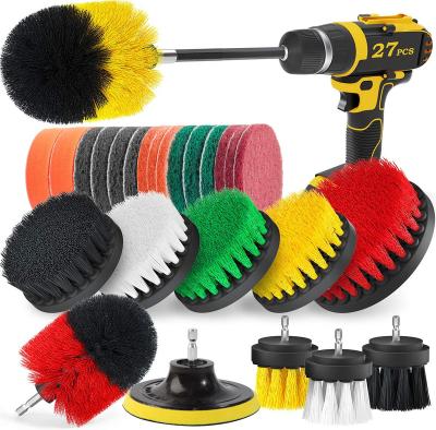 China Sustainable 27-Piece All-Purpose  Detailing Drill Cleaning Brush Attachments Set Cleaning Drill Car Cleaning Brush For Household&Car for sale