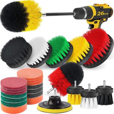 China Sustainable 26Pcs/Set Power Scrubber Brush Sets Electric Drill Cleaning  Tool Brush For Extension Rod Drill Attachment Kit Power Scrub for sale