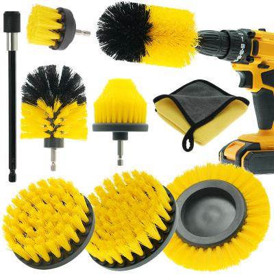 China Sustainable Cleaning Brush Carpet Drill Power Scrubber Brush With Extend Long Attachment Drill Set Car Polishing Pad Kit for sale