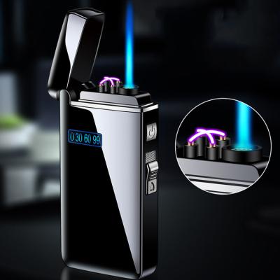 China Minimalist New Dual purpose gas electricity cigarette torch lighter Double arc electric lighter usb rechargeable for sale