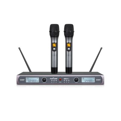 China Handheld ktv microphone 600-890Mhz karaoke microphone wireless system with two microphones for sale