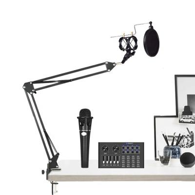 China Professional Handheld Microphone Condenser Microphone i10 Sound Card Set with Adjustable MIC Suspension Scissor Arm for sale