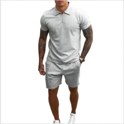 China Breathable COCOPY Stand Collar Zipper Stand Collar Fashionable Casual Sports Short Sleeve Workout Shorts Two Piece Set for sale