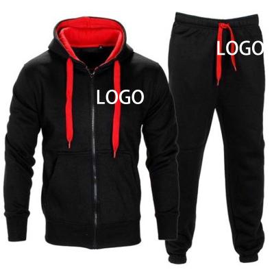 China Bestselling Solid Color Long Sleeve Mens Sportswear Tracksuit Breathable Zipper Pull Up Mens Jogging Two Piece Set for sale