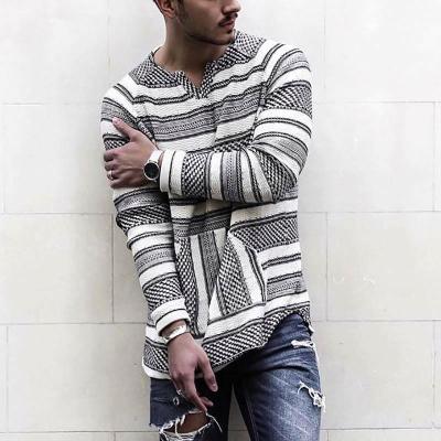 China Viable Hot Selling Striped Long Sleeve Men's T-Shirts Fashion Casual V-Neck Wholesale Men's T Shirt for sale