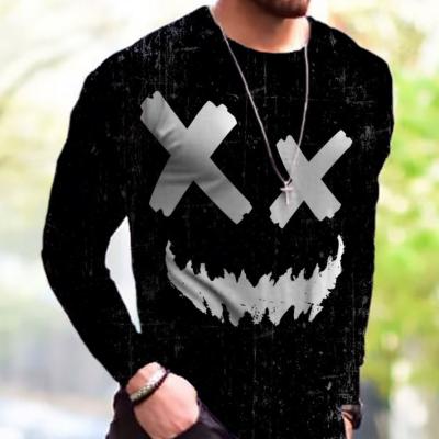 China Fashionable Anti Shrink Graphic Printed Christmas Long Sleeve T-shirts Wholesale Casual Men's T-shirt 2021 for sale