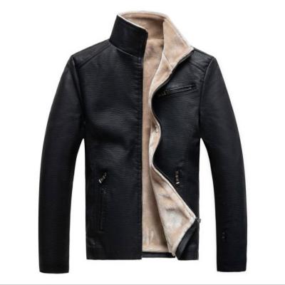 China Latest Design Solid Color Windproof Fleece And Think Mens Leather Jackets Plus Size Mens Leather Jackets And Coats for sale