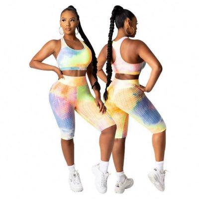 China Exercise Fitness Tie Dye Yoga Breathable Seamless Knitting Suit For Women for sale